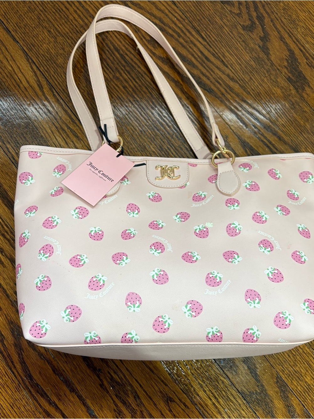 Juicy Couture Light Pink Strawberry Print Tote
